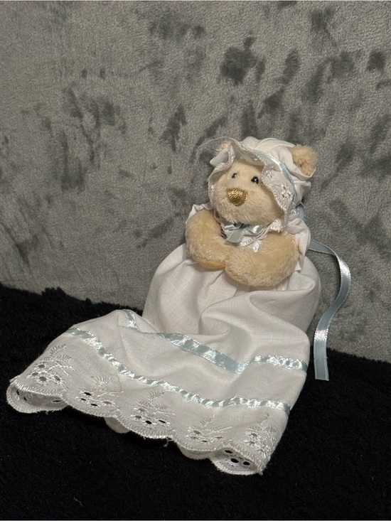 GANZ Other - Ganz Mini Christening Bear White Silver Dress Baptism Keepsake BG2603